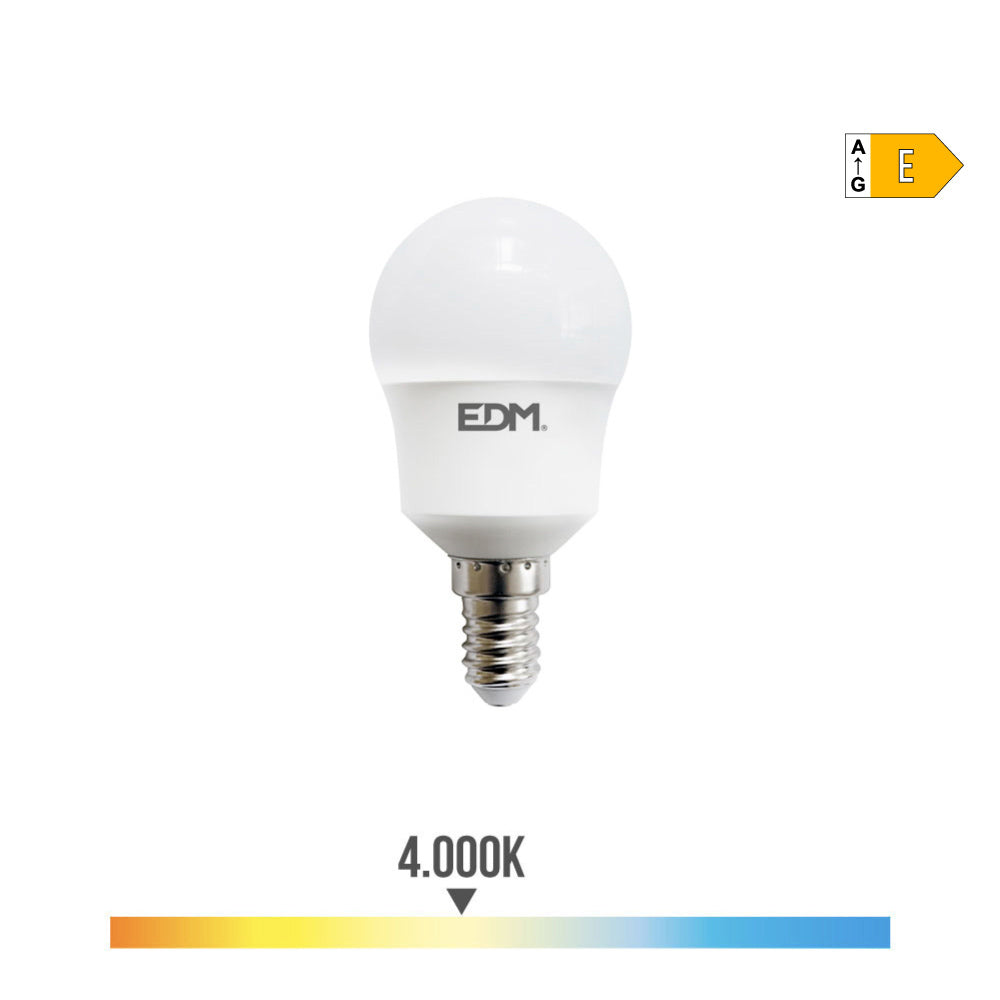 LÃ¢mpada esfÃ©rica led e14 8,5w 950lm 4000k luz dia Ã¸4,5x8,8cm edm_0