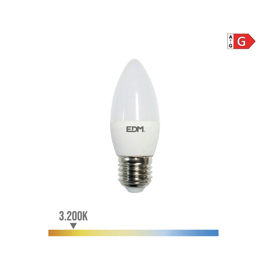LÃ¢mpada vela led e27 5w 400lm 3200k luz quente Ã¸3,5x10cm edm_0
