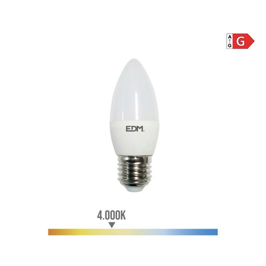 LÃ¢mpada vela led e27 5w 400lm 4000k luz dia Ã¸3,5x10cm edm_0