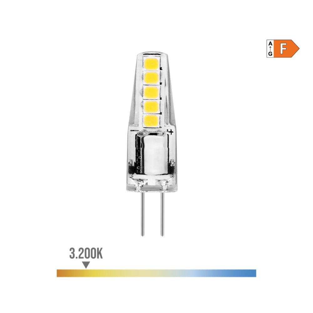 LÃ¢mpada de silicone bi-pin led g4 12v 2w 180lm 3200k luz quente Ã¸10x37mm edm_0