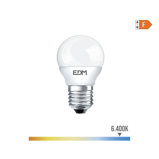 LÃ¢mpada esfÃ©rica led e27 7w 600lm 6400k luz fria Ã¸4,5x8cm edm_0
