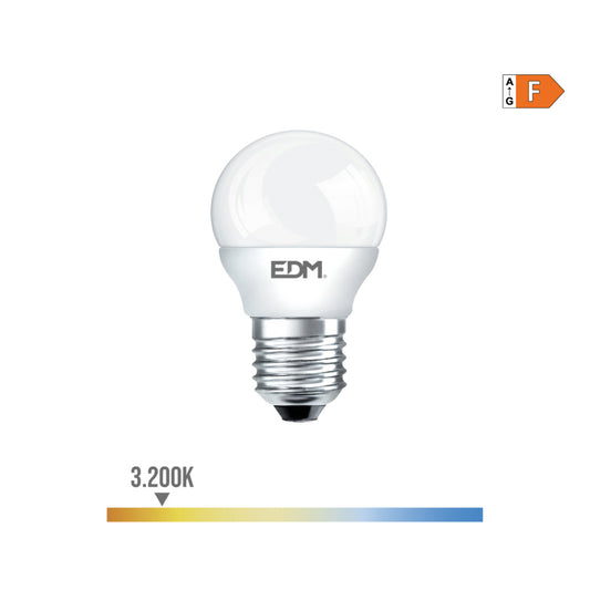 LÃ¢mpada esfÃ©rica led e27 7w 600lm 3200k luz quente Ã¸4,5x8cm edm_0