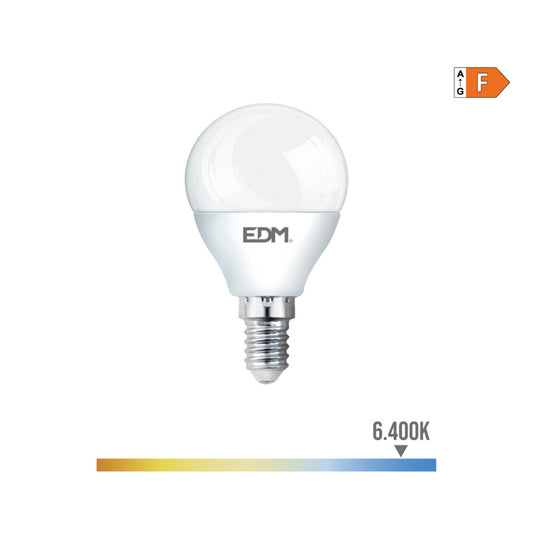LÃ¢mpada esfÃ©rica led e14 7w 600lm 6400k luz fria Ã¸4,5x8cm edm_0