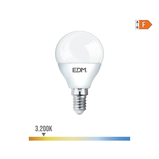 LÃ¢mpada esfÃ©rica led e14 7w 600lm 3200k luz quente Ã¸4,5x8,2cm edm_0