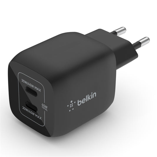 CARICABATTERIA DA PARETE DOPPIO GAN USB-C PPS 45W - NERO_0