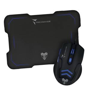 Techmade Kit Mouse USB + Tappetino Gaming Blu_0