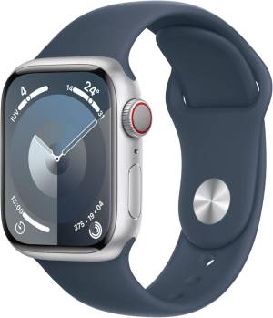 Apple Watch Serie 9 Cell 41mm Aluminium Silver Sport Band Storm Blue S/M MRHV3QL/A_0