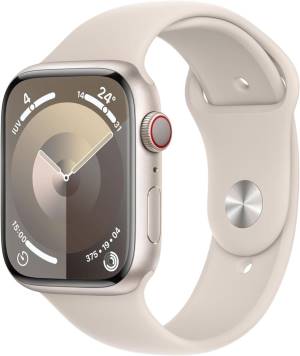 Apple Watch Serie 9 Cell 45mm Aluminium StarLight Sport Band StarLight M/L MRM93QL/A_0