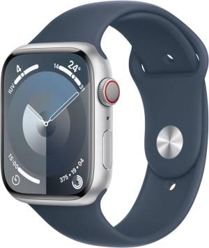 Apple Watch Serie 9 Cell 45mm Aluminium Silver Sport Band Storm Blue M/L MRMH3QL/A_0