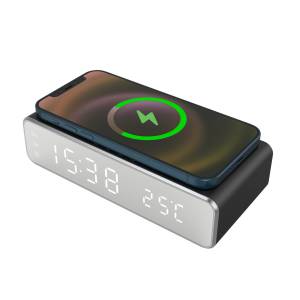 Techmade Sveglia con Ricarica Wireless Smartphone 15W Nera_0