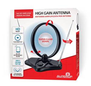 Superior Antenna TV Amplificata per Interni DVB-2 FM DAB TNT HD_0