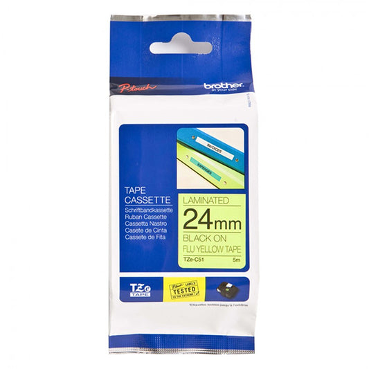 TZeC51 LAMINATO FLUORESCENTE DA 24 MM (5 METRI) NERO/GIALLO FLUO_0