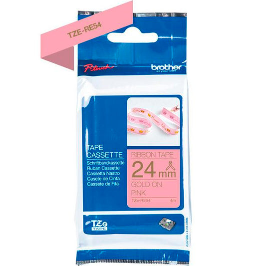 Nastro Tessuto Brother / Rosa e Ouro / 24 mm_0