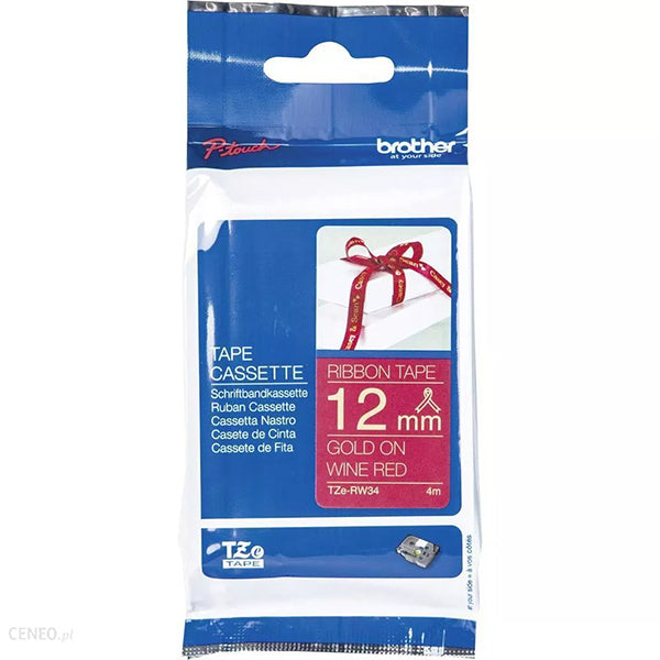 TZERW34 NASTRO IN TESSUTO DA 12 MM ORO SU ROSSO (4M)_0