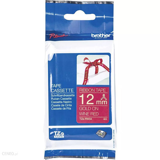 TZERW34 NASTRO IN TESSUTO DA 12 MM ORO SU ROSSO (4M)_0