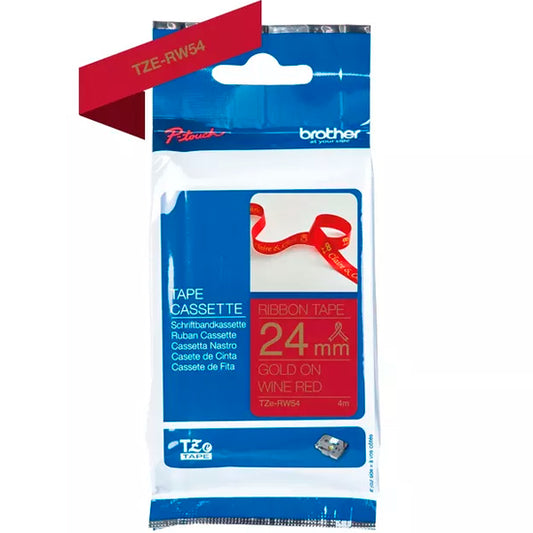 Nastro em tecido Brother / Vermelho escuro com escrita dourada / TZERW54_0