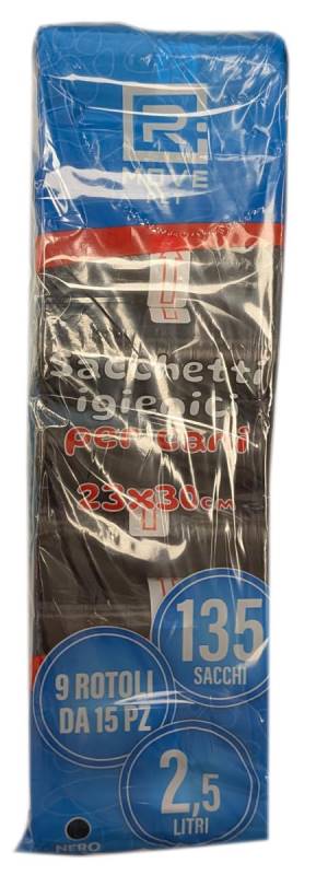 RMove Sacchi Rifiuti Animali 9 Rotoli da 15 Sacchi Nero_0