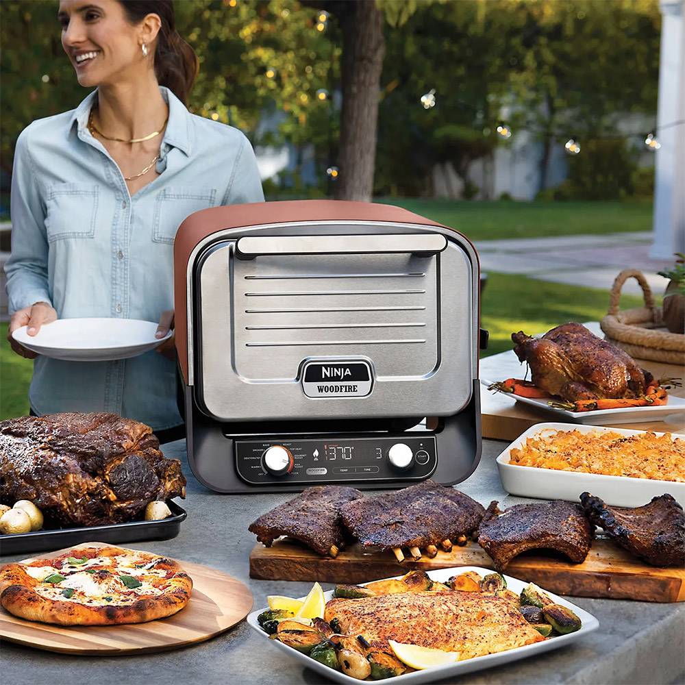 Mini-Forno Elétrico de Exterior para Pizza Ninja OO101EU Woodfire 8 em 1 2400W Laranja