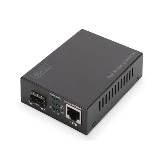 Gigabit PoE Medienkonverter, RJ45 / SFP, PSE_0