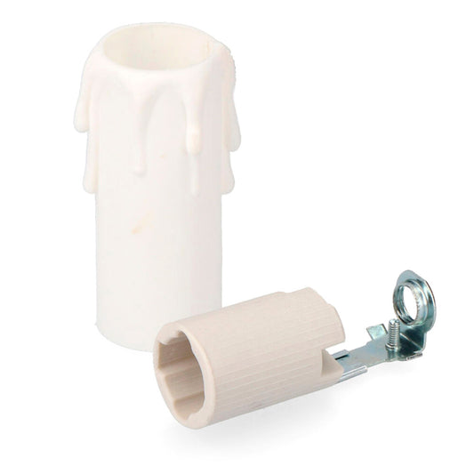 Porta-lÃ¢mpadas em porcelana e-14 + vela curta branca (embalagem)_0