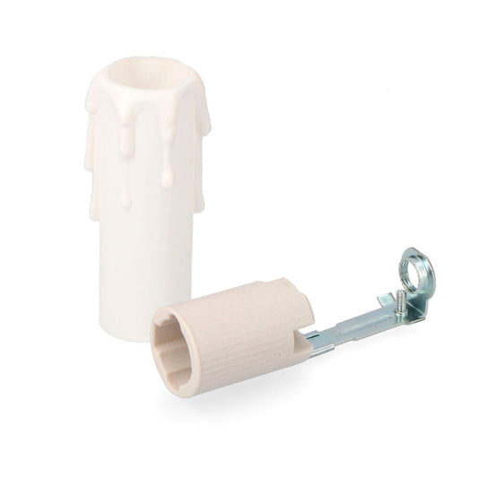 E-14 porta-lÃ¢mpadas em porcelana + vela branca mÃ©dia (embalagem)_0