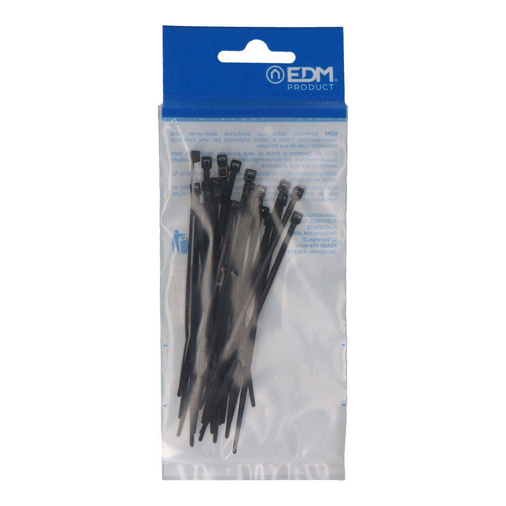 AbraÃ§adeiras pretas 100x2,5mm nylon de alta qualidade (blister 25 unid.) edm_0