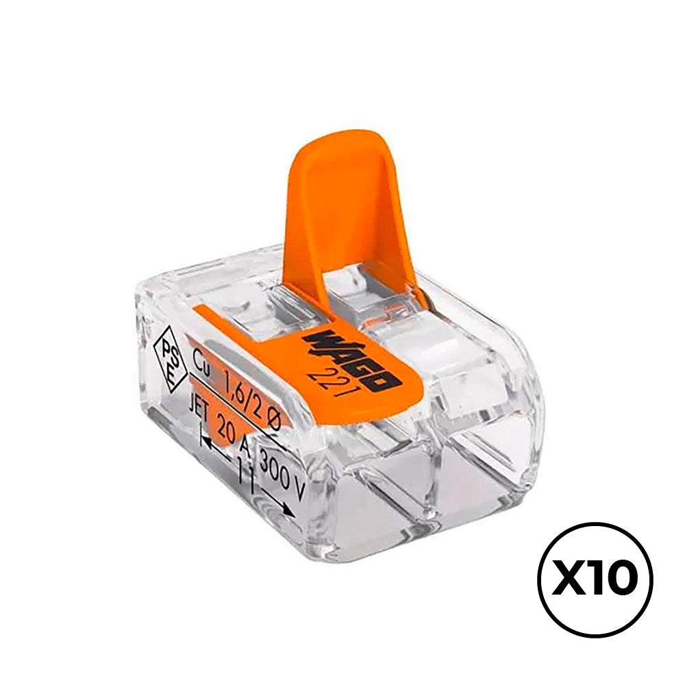 Conector rÃ¡pido com alavanca 2 condutores, Ã¸ mÃ¡ximo 4 mmÂ², 450 v, 32 a; transparente; 13,2 x 18,6 x 8,4 mm. contÃ©m 10 unidades_0