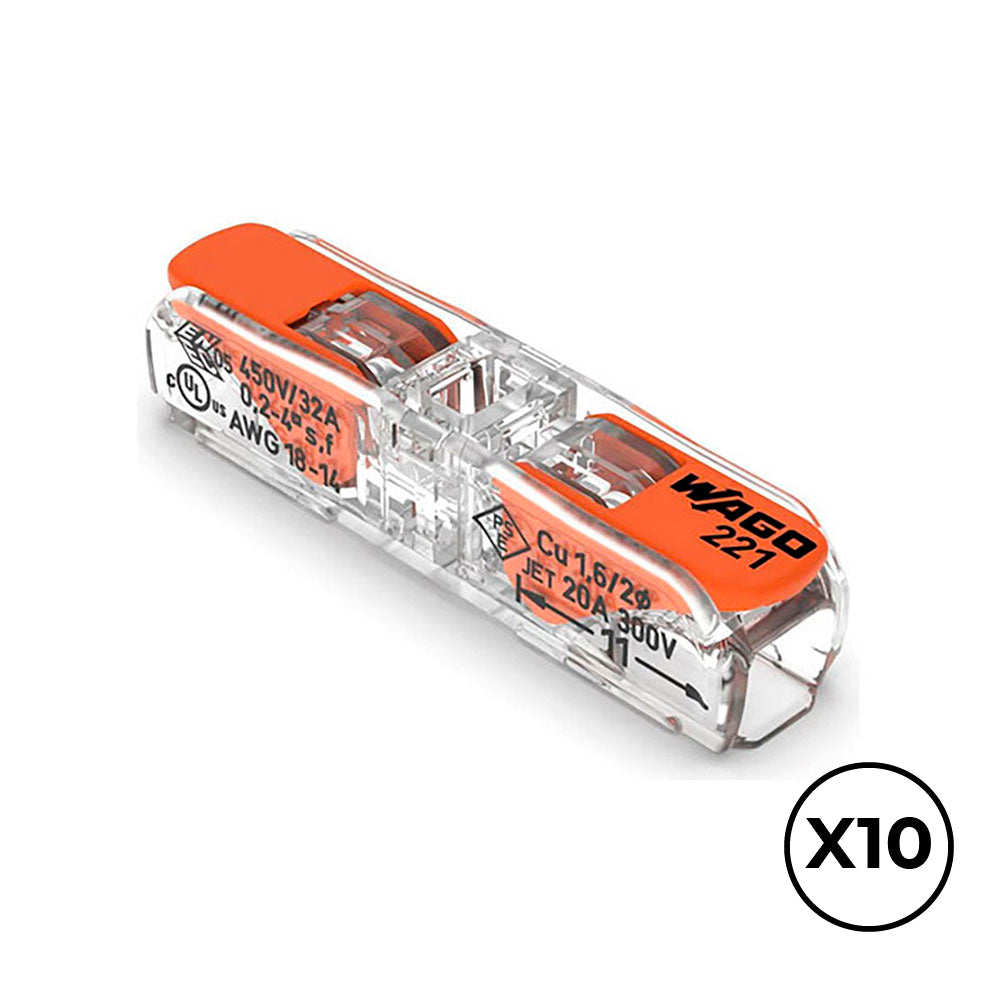Conector rÃ¡pido em linha com alavanca 2 condutores, Ã¸ mÃ¡ximo 4 mmÂ², 450 v, 32 a; transparente; 8,1 x 35,5 x 8,9 mm. contÃ©m 10 unidades_0