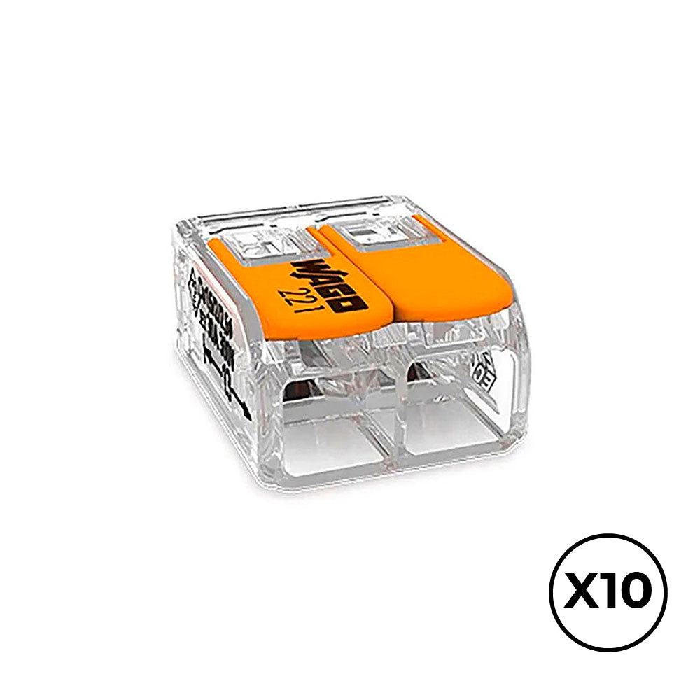 Conector rÃ¡pido com alavanca 2 condutores, Ã¸ mÃ¡ximo 6 mmÂ², 450 v, 41 a; transparente; 16 x 21,1 x 10,1 mm. contÃ©m 10 unidades_0