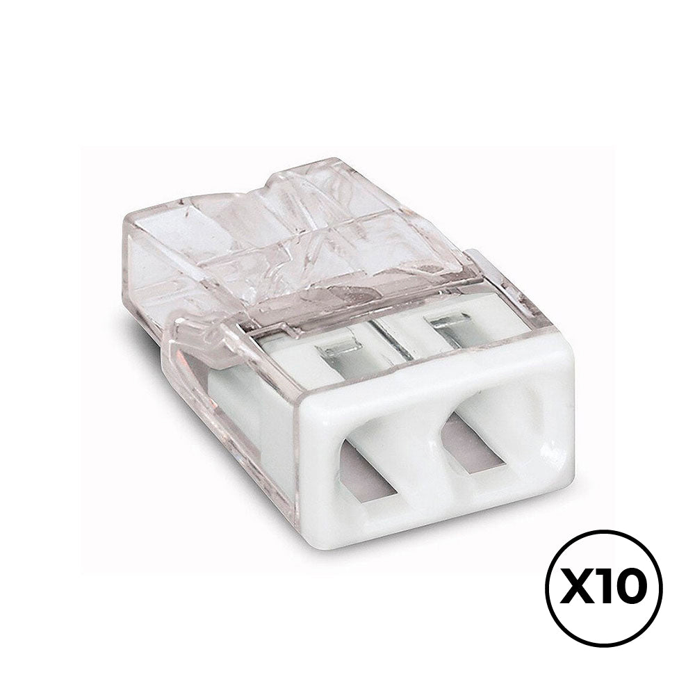 Conector rÃ¡pido 2 condutores rÃ­gidos, Ã¸ mÃ¡ximo 2,5 mmÂ², transparente / branca. contÃ©m 10 unidades_0