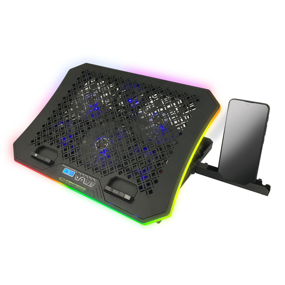 ESPERANZA RGB ILLUMINATED GAMING NOTEBOOK COOLING PAD WITH MOBILE PHONE STAND GALERNE_0