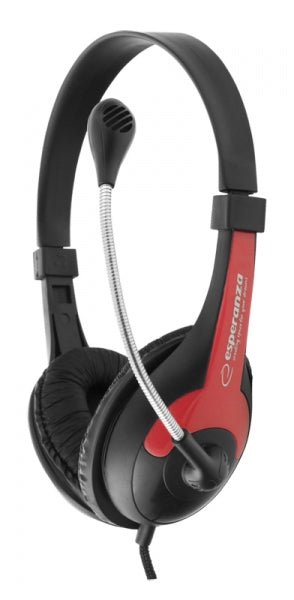 ESPERANZA STEREO HEADPHONES WITH MICROPHONE ROOSTER RED_0