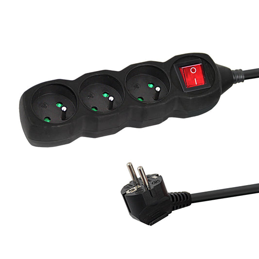 ESPERANZA POWER STRIP 3 SOCKETS SWITCH 3M BLACK_0
