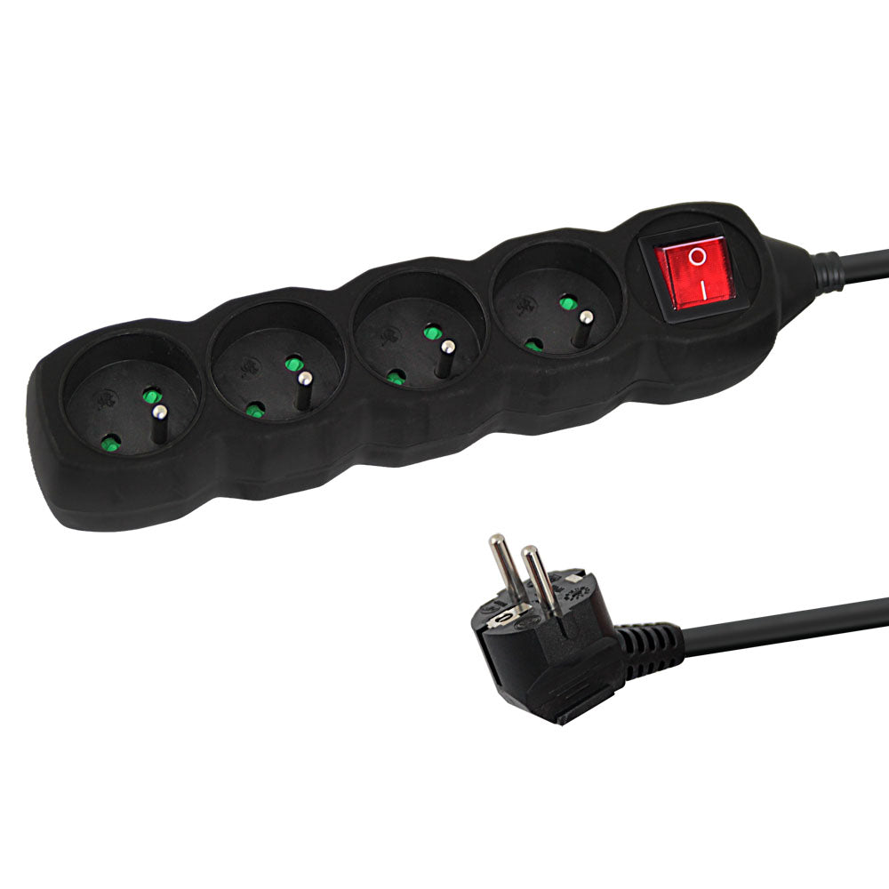 ESPERANZA POWER STRIP 4 SOCKETS SWITCH 3M BLACK_0