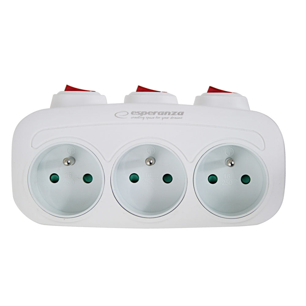 ESPERANZA ELEC. SOCKET SPLITTER 3 SOCKETS SWITCH WHITE_0
