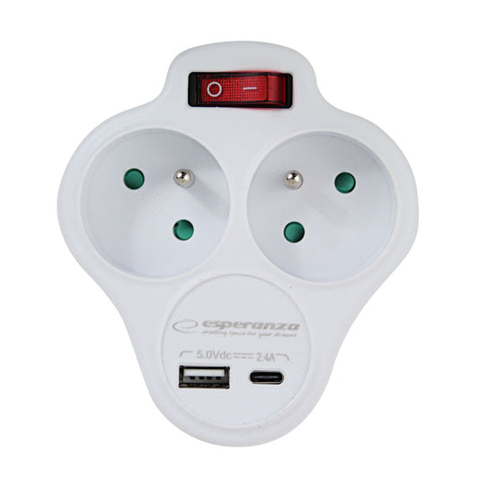 ESPERANZA ELEC. SOCKET SPLITTER 2 SOCKETS USB-C USB-B SWITCH WHITE
_0