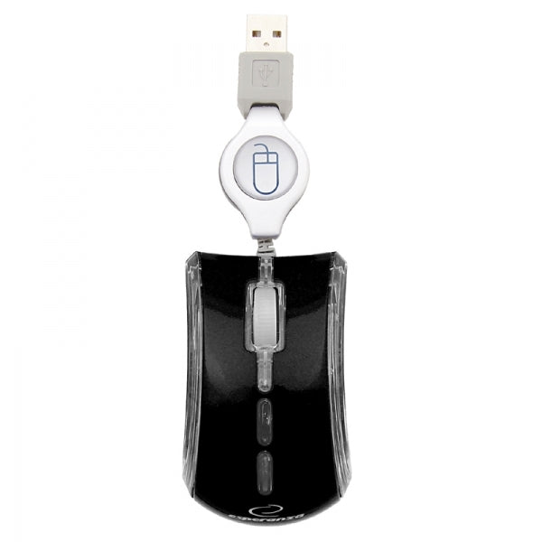  ESPERANZA CELANEO 3D WIRED OPTICAL MOUSE USB WITH RETRACTABLE CABLE BLACK_0