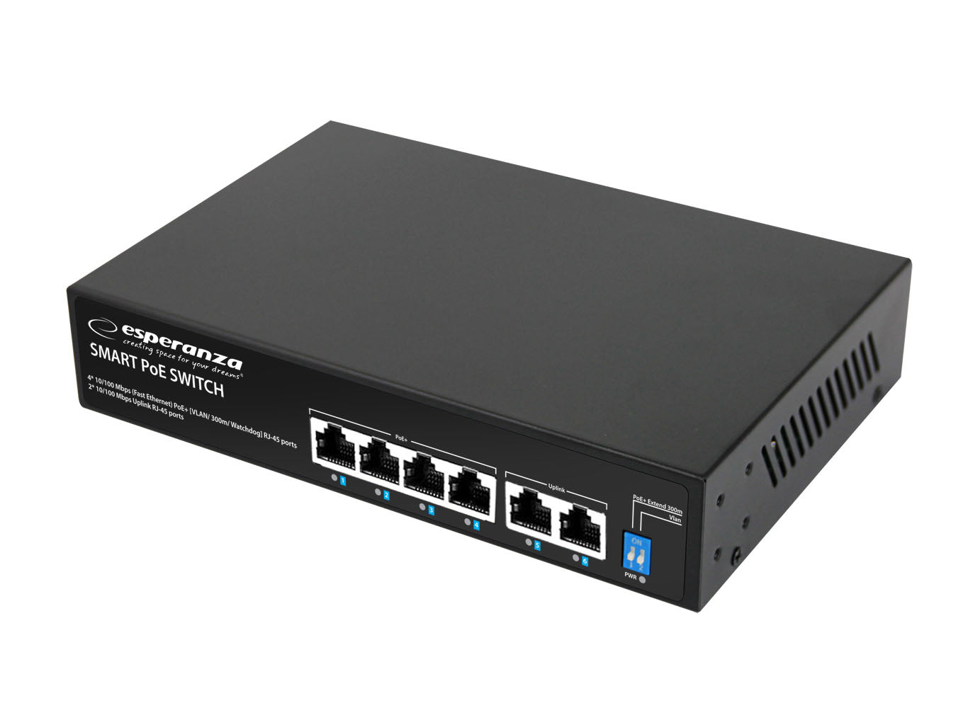 ESPERANZA 4 PoE+2 UPLINK PORT ETHERNET SWITCH 10/100 SPINNER_0