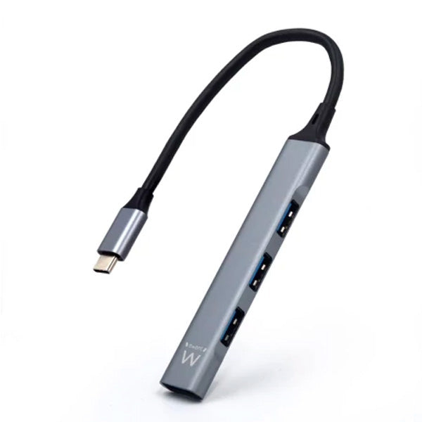 Hub USB 3.2 Ewent / Cinza / Prata_0