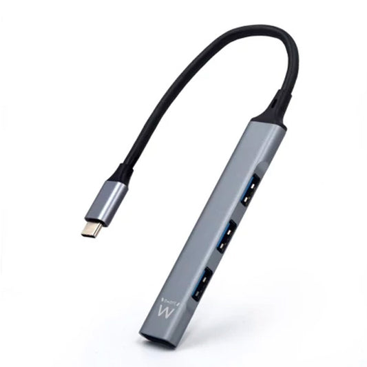 Hub USB 3.2 Ewent / Cinza / Prata_0