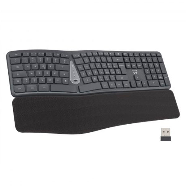 Teclado Wireless & Bluetooth Ewent / Ergonómico / Recarregável / Preto / EW3290_0