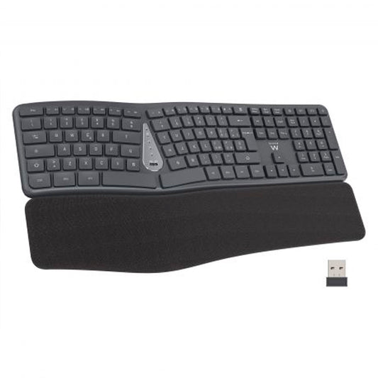 Teclado Wireless & Bluetooth Ewent / Ergonómico / Recarregável / Preto / EW3290_0
