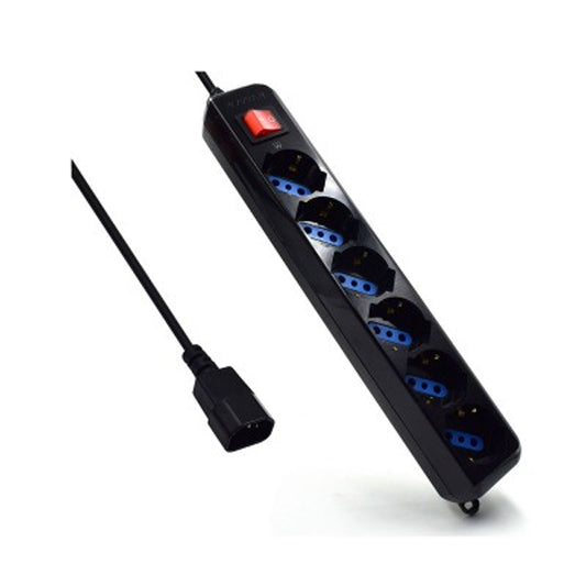 EWENT EXTENSAO ELETRICA 6 TOMADAS 10A ON/OFF FICHA IEC C14 1.5MT BLACK_0