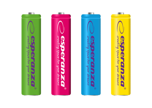 ESPERANZA RECHARGEABLE BATTERIES Ni-MH AAA 1000MAH 4PCS. MIX OF COLORS
_0