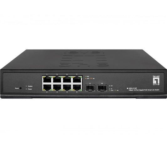 Switch LEVEL ONE GES-2110P 10-Port Gigabit PoE / Preto_0