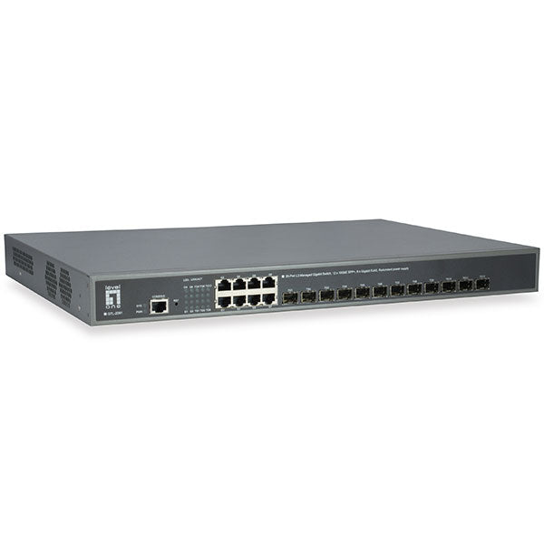 LEVELONE SWITCH 20PORT L3 MANA 1000 12X10GBE SFP+ 8XG RJ45 2XPOW SUPL_0