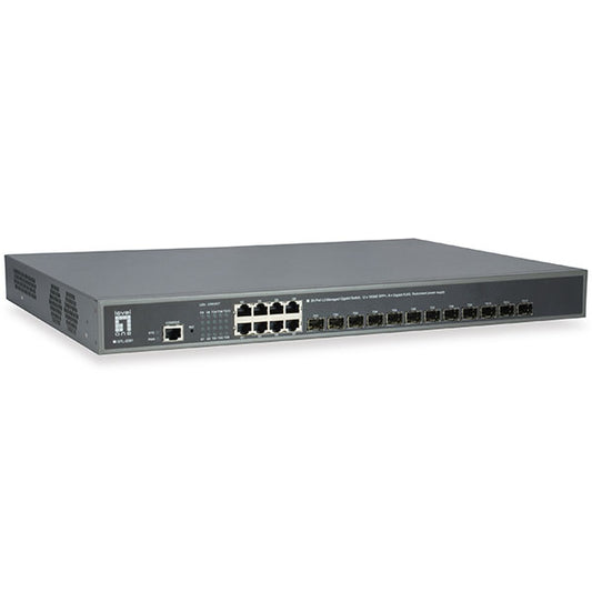 LEVELONE SWITCH 20PORT L3 MANA 1000 12X10GBE SFP+ 8XG RJ45 2XPOW SUPL_0