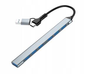 Techmade Hub USB 7 Porte (1x 3.2 6 x 2.0) A/C Argento_0