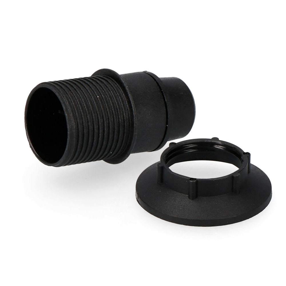 Casquilho e14 semi-rosca + anilha (retractilado) preto solera_0