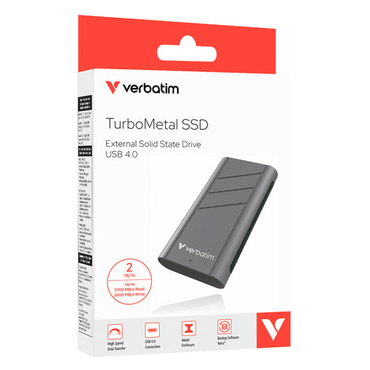 SSD Verbatim TurboMetal 2TB USB4 / Preto / r/w 3700/3600 MB/s / 32022_0